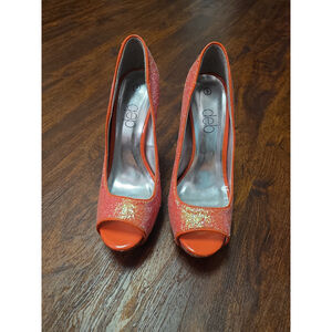 Deb orange peach glitter heels size 9 NEW